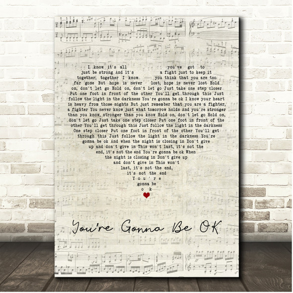 Brian & Jenn Johnson Youre Gonna Be OK Script Heart Song Lyric Print