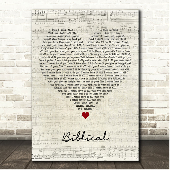 Calum Scott Biblical Script Heart Song Lyric Print