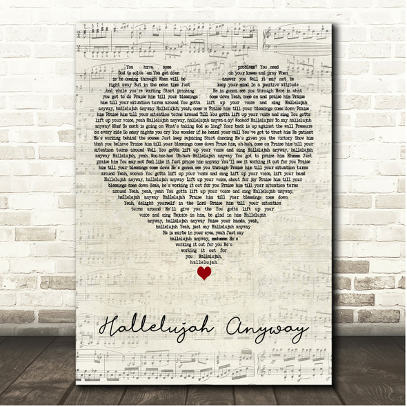 Candi Staton Hallelujah Anyway Script Heart Song Lyric Print