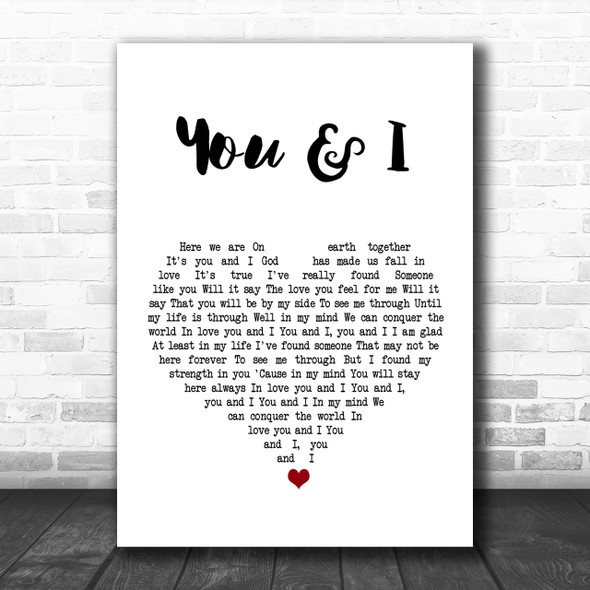 Michael Buble You And I White Heart Song Lyric Music Wall Art Print