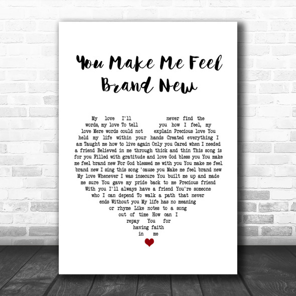 Simply Red You Make Me Feel Brand New White Heart Song Lyric Music Wall Art Print