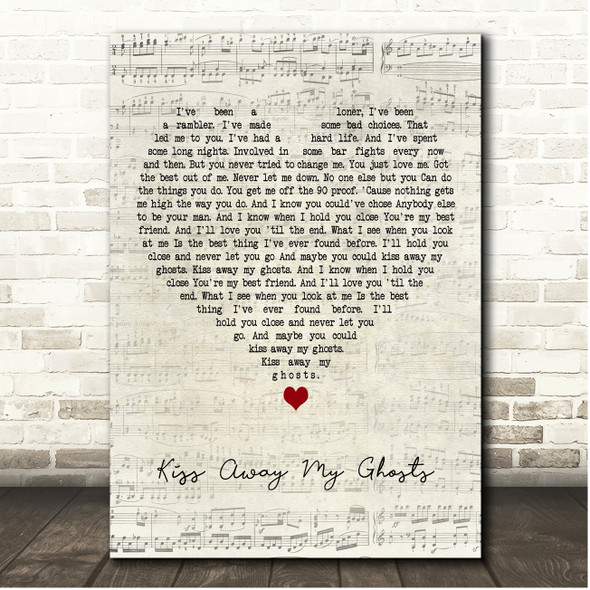 Creed Fisher Kiss Away My Ghosts Script Heart Song Lyric Print