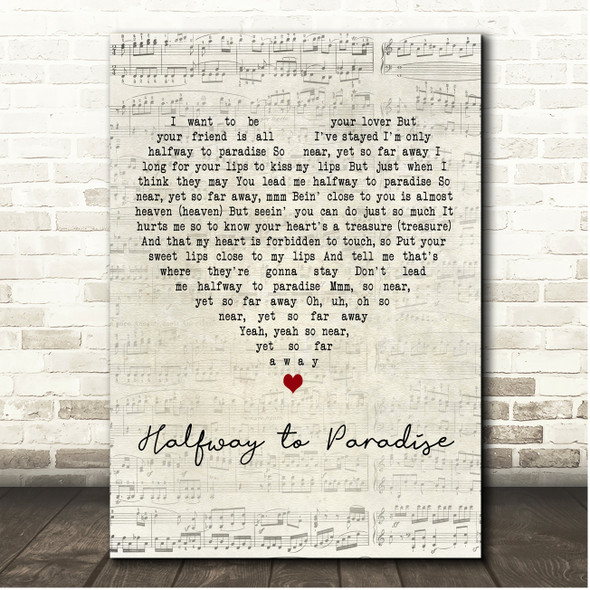 Daniel ODonnell Halfway to Paradise Script Heart Song Lyric Print