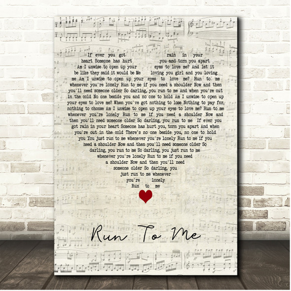 Dionne Warwick Run To Me Script Heart Song Lyric Print