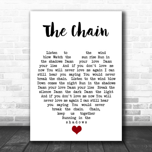 The Chain Fleetwood Mac Song Lyric Heart Music Wall Art Print