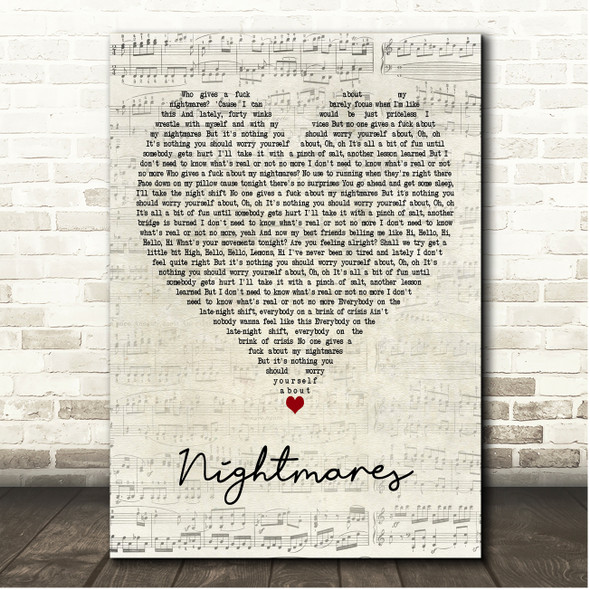 easy life Nightmares Script Heart Song Lyric Print