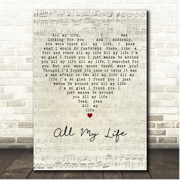 Electric Light Orchestra All My Life Script Heart Song Lyric Print