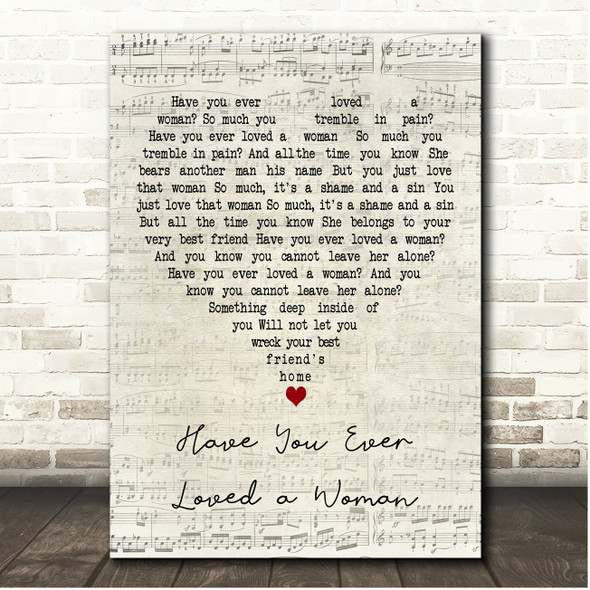 Eric Clapton Have You Ever Loved a Woman Script Heart Song Lyric Print