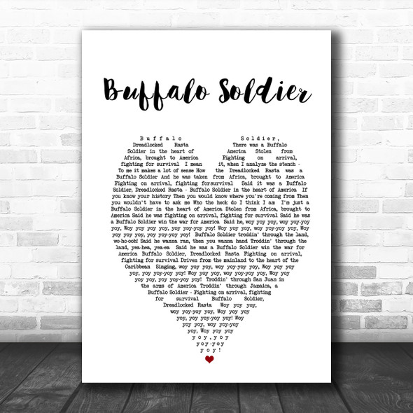 Buffalo Soldier Bob Marley Heart Song Lyric Music Wall Art Print