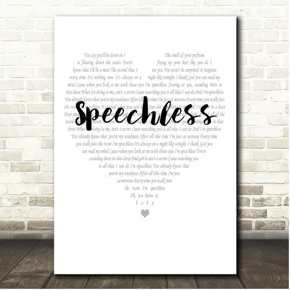 Dan + Shay Speechless Simple Heart Pale Grey Song Lyric Print