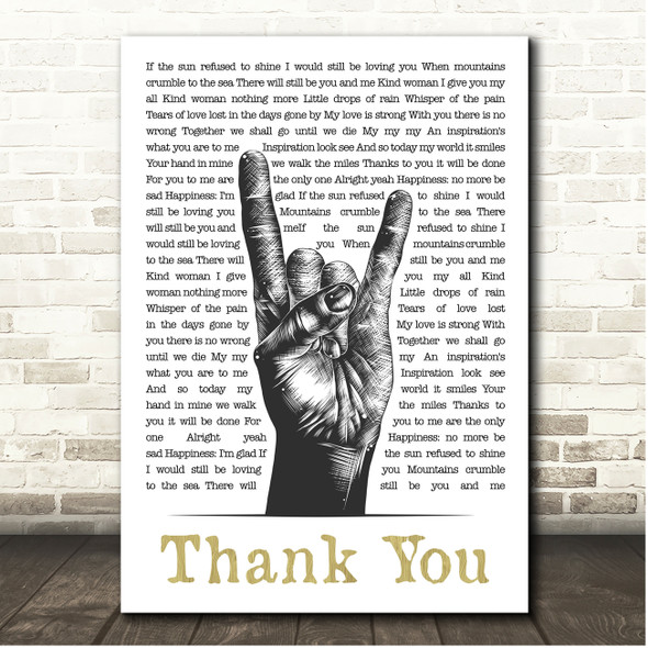 Led Zeppelin Thank You Sketch Rock Fist Song Lyric Print