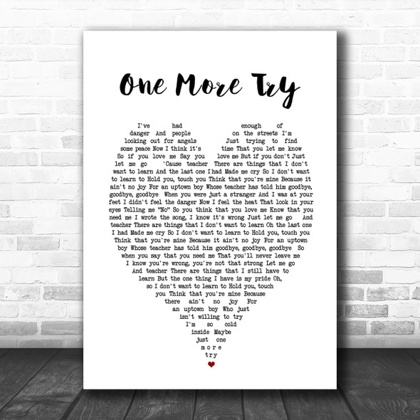 George Michael One More Try Heart Song Lyric Music Wall Art Print