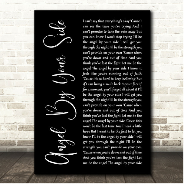 Francesca Battistelli Angel By Your Side Black Script Song Lyric Print