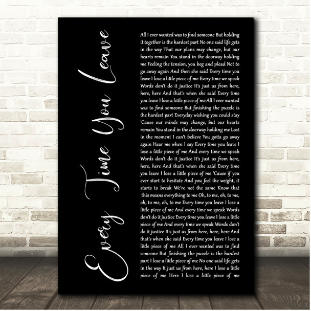 I Prevail Every Time You Leave Black Script Song Lyric Print