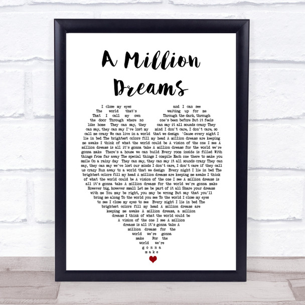 A Million Dreams The Greatest Showman Heart Song Lyric Music Wall Art Print