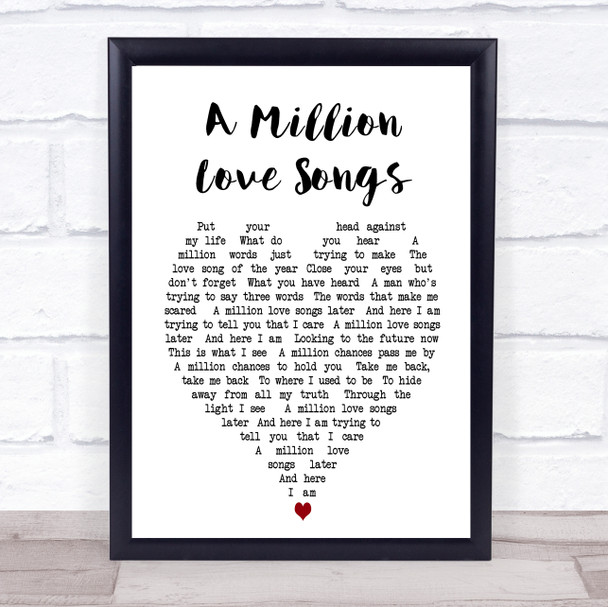 A Million Love Songs Take That Heart Song Lyric Music Wall Art Print