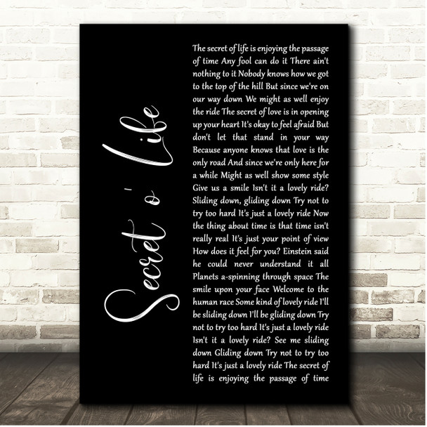 James Taylor Secret o Life Black Script Song Lyric Print