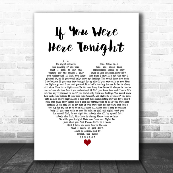 Alexander O'Neal If You Were Here Tonight White Heart Song Lyric Music Wall Art Print