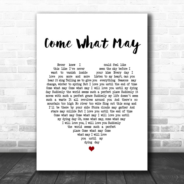 Alfie Boe And Kerry Ellis Come What May White Heart Song Lyric Music Wall Art Print