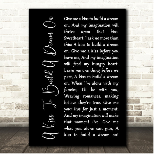 Louis Armstrong A Kiss To Build A Dream On Black Script Song Lyric Print