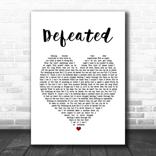 Anastacia Defeated White Heart Song Lyric Music Wall Art Print