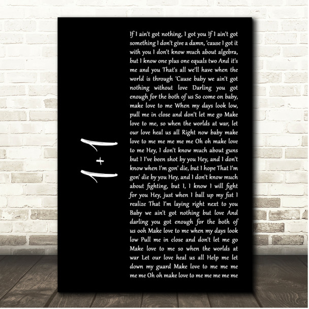 Beyoncé 1+1 Black Script Song Lyric Print