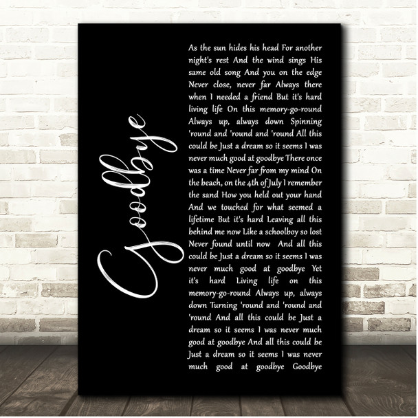 Night Ranger Goodbye Black Script Song Lyric Print