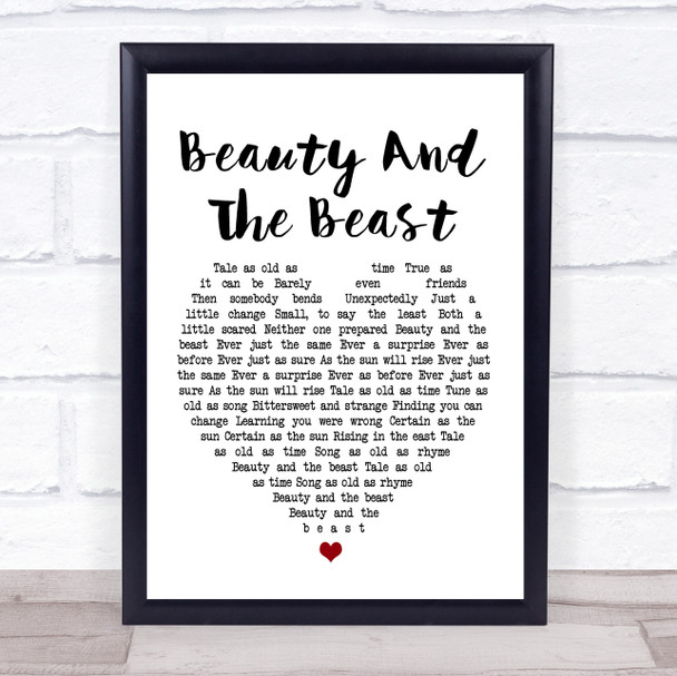 Angela Lansbury Beauty And The Beast White Heart Song Lyric Music Wall Art Print