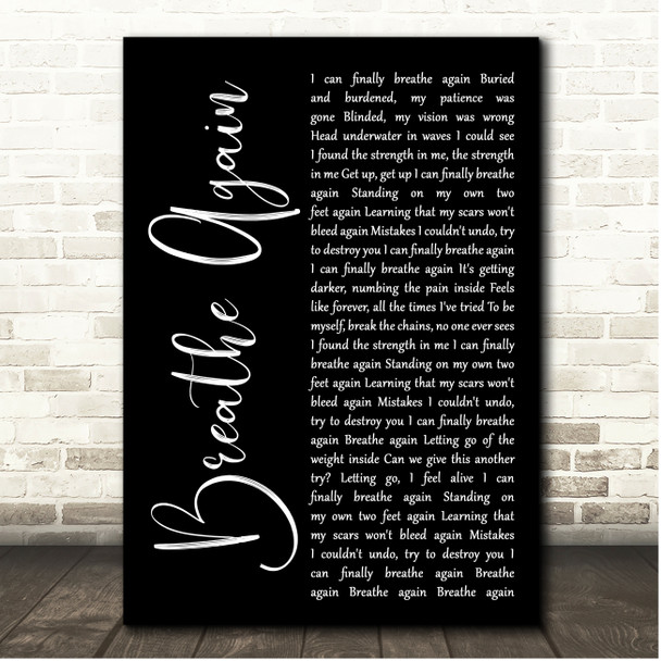 Pop Evil Breathe Again Black Script Song Lyric Print