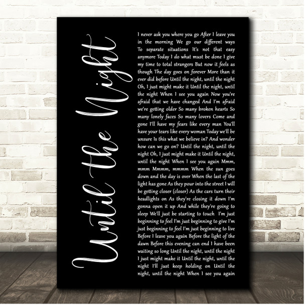 Billy Joel Until the Night Black Script Song Lyric Print