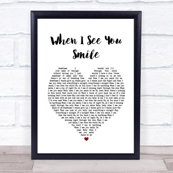 Bad English When I See You Smile Heart Song Lyric Music Wall Art Print