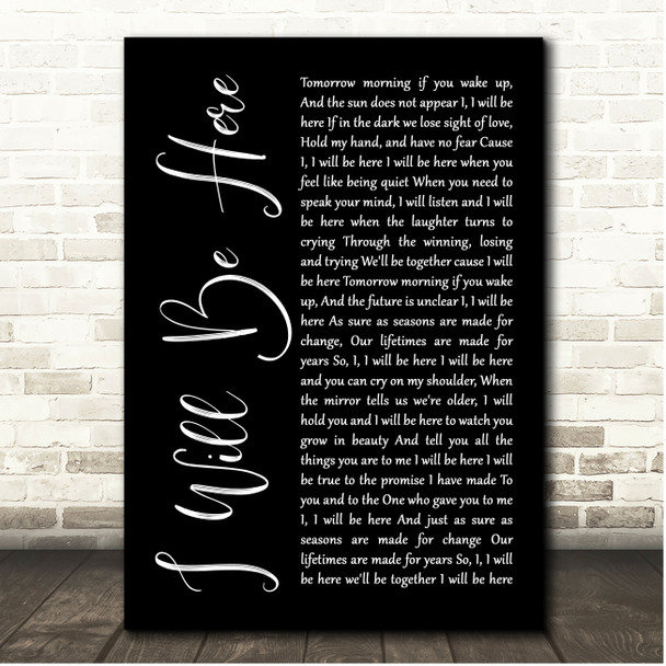 Steven Curtis Chapman I Will Be Here Black Script Song Lyric Print