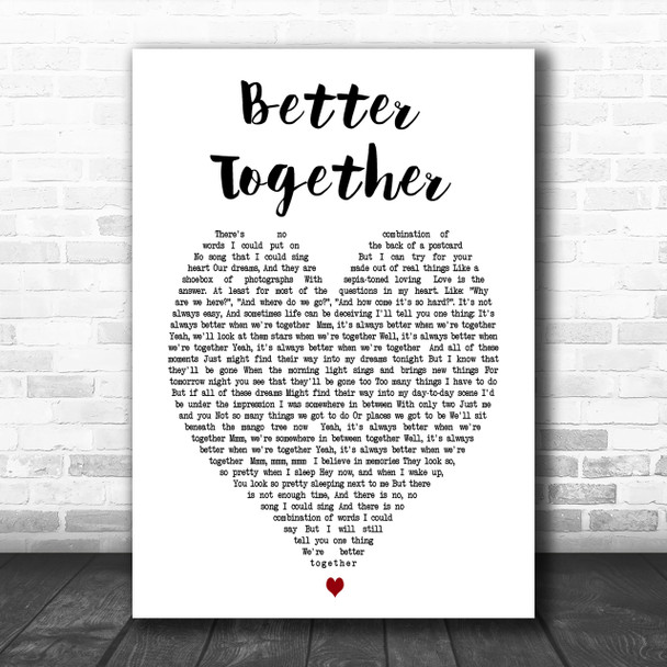 Better Together Jack Johnson Heart Song Lyric Music Wall Art Print