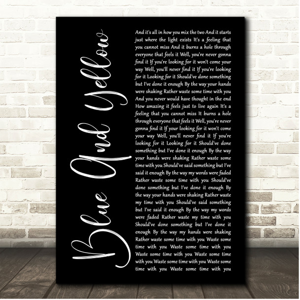 The Used Blue And Yellow Black Script Song Lyric Print