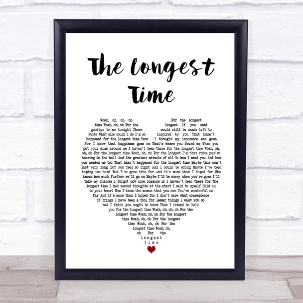 Billy Joel The Longest Time White Heart Song Lyric Music Wall Art Print