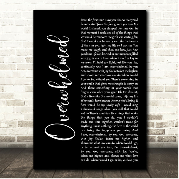 Tim McMorris Overwhelmed Black Script Song Lyric Print