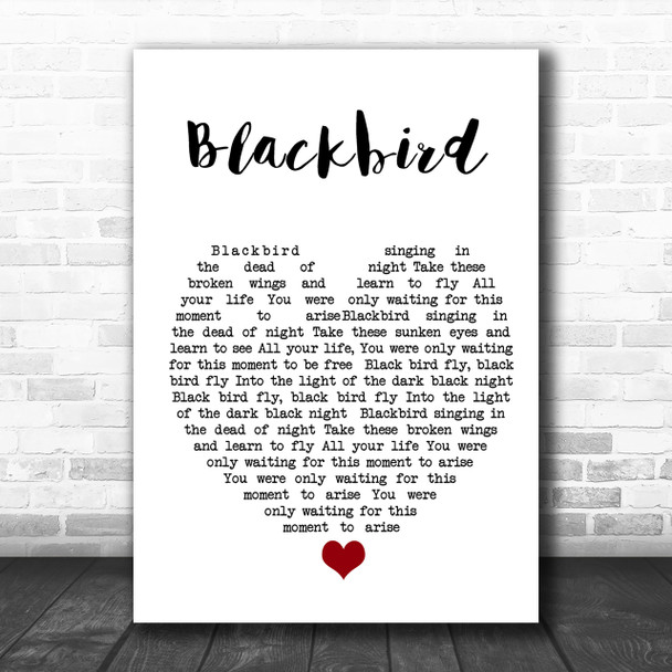 Blackbird The Beatles Song Lyric Heart Music Wall Art Print