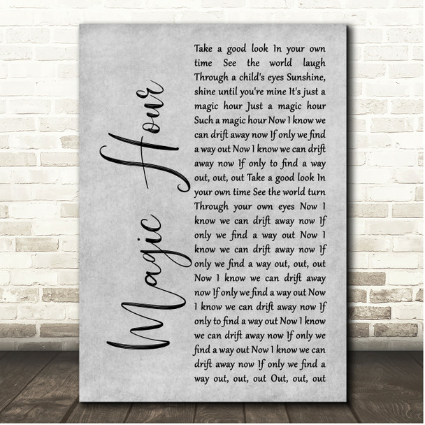 Cast Magic Hour Grey Rustic Script Song Lyric Print