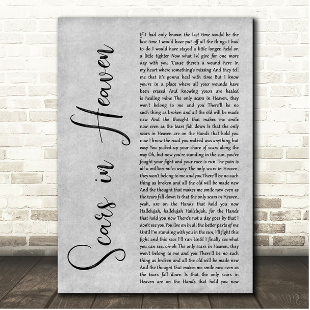 Casting Crowns Scars in Heaven Grey Rustic Script Song Lyric Print