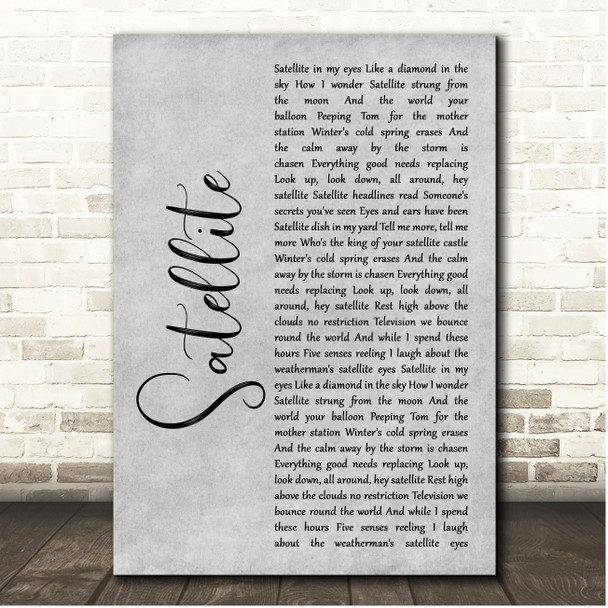 Dave Matthews Band Satellite Grey Rustic Script Song Lyric Print