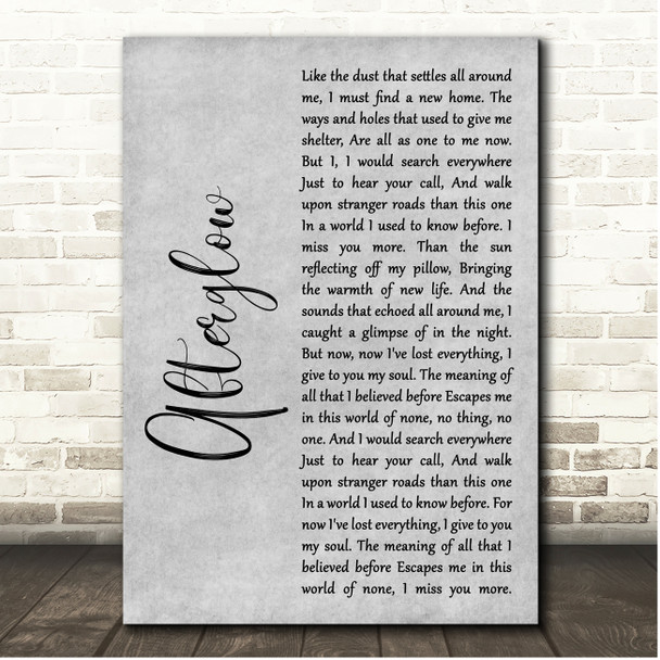 Genesis Afterglow Grey Rustic Script Song Lyric Print