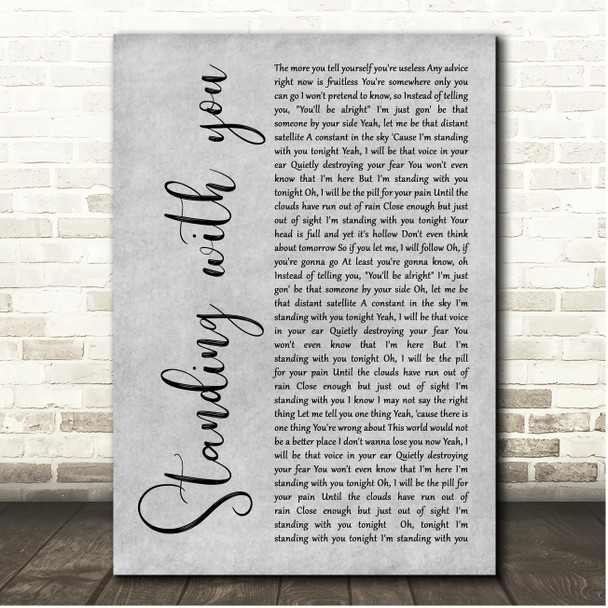 Guy Sebastian Standing With You Grey Rustic Script Song Lyric Print