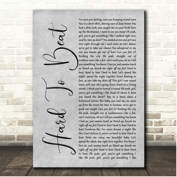 Hard-Fi Hard To Beat Grey Rustic Script Song Lyric Print