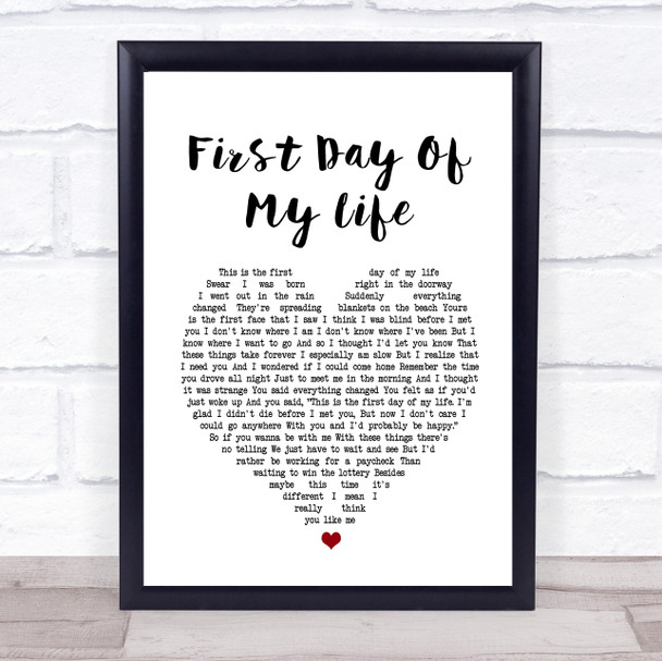 Bright Eyes First Day Of My Life Heart Song Lyric Music Wall Art Print