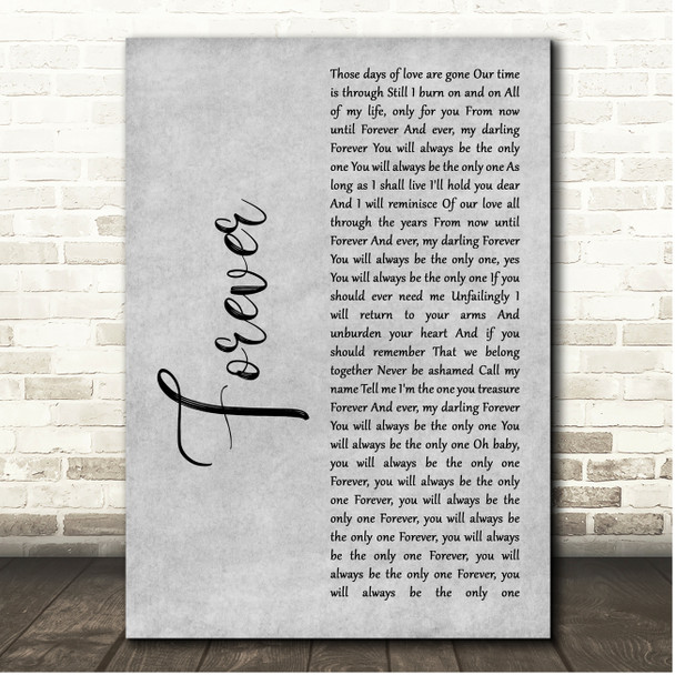 Mariah Carey Forever Grey Rustic Script Song Lyric Print