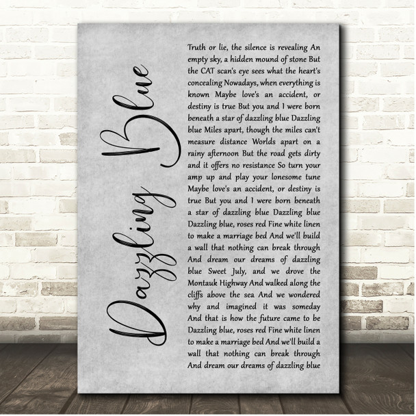 Paul Simon Dazzling Blue Grey Rustic Script Song Lyric Print