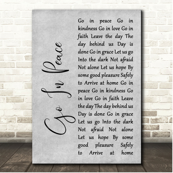 Sam Baker Go In Peace Grey Rustic Script Song Lyric Print