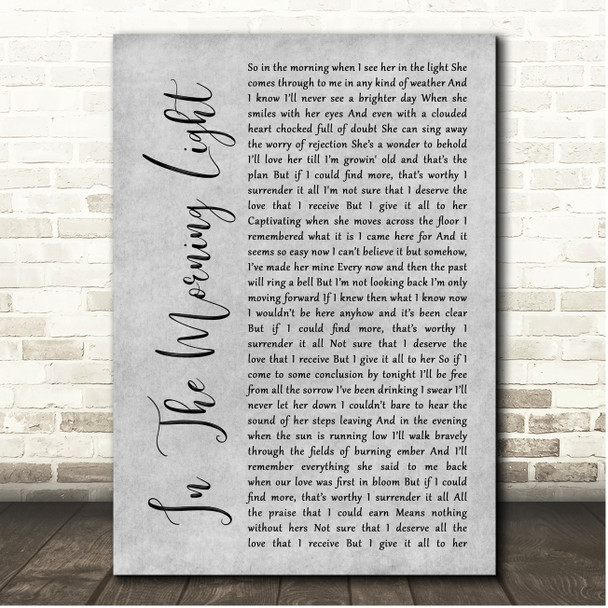 Billy Strings In The Morning Light Grey Rustic Script Song Lyric Print