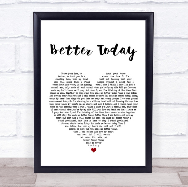Coffey Anderson Better Today White Heart Song Lyric Music Wall Art Print