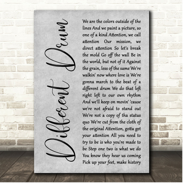 Blanca Different Drum Grey Rustic Script Song Lyric Print